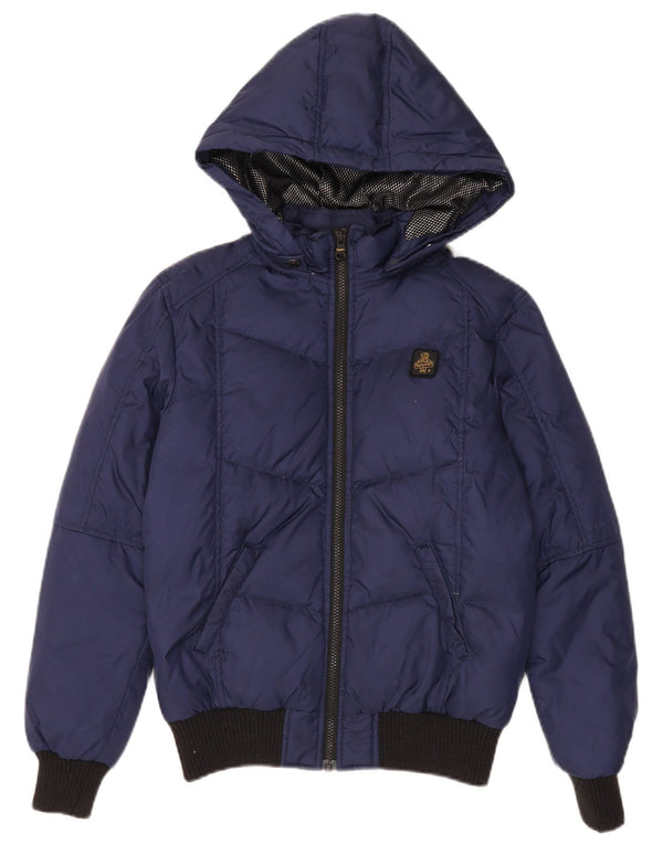 Refrigiwear Girls Hooded Padded Jacket 11-12 Years Navy Blue Colourblock