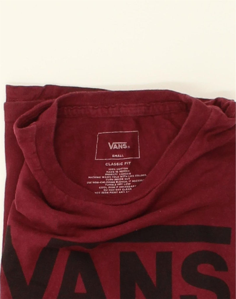 VANS Mens Classic Fit Graphic T-Shirt Top Small Burgundy Cotton | Vintage Vans | Thrift | Second-Hand Vans | Used Clothing | Messina Hembry 