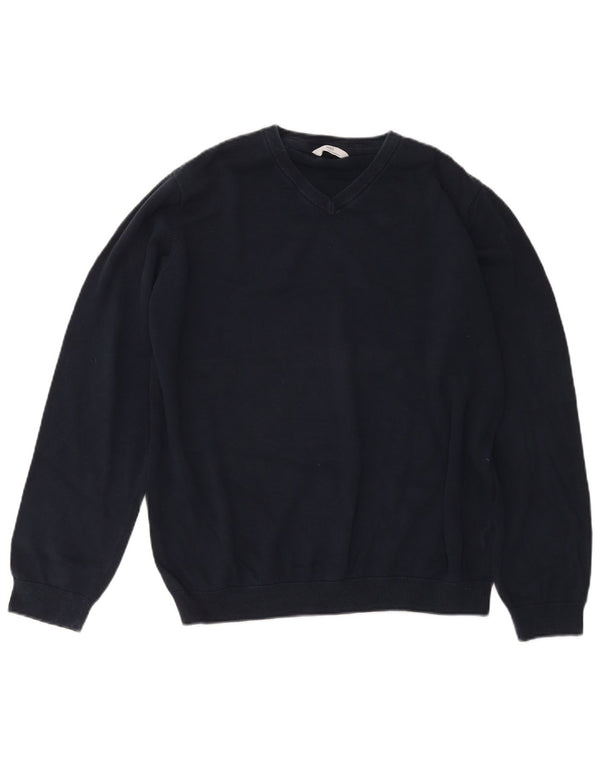 Marks & Spencer Boys V-Neck Jumper Sweater 15-16 Years Navy Blue Cotton