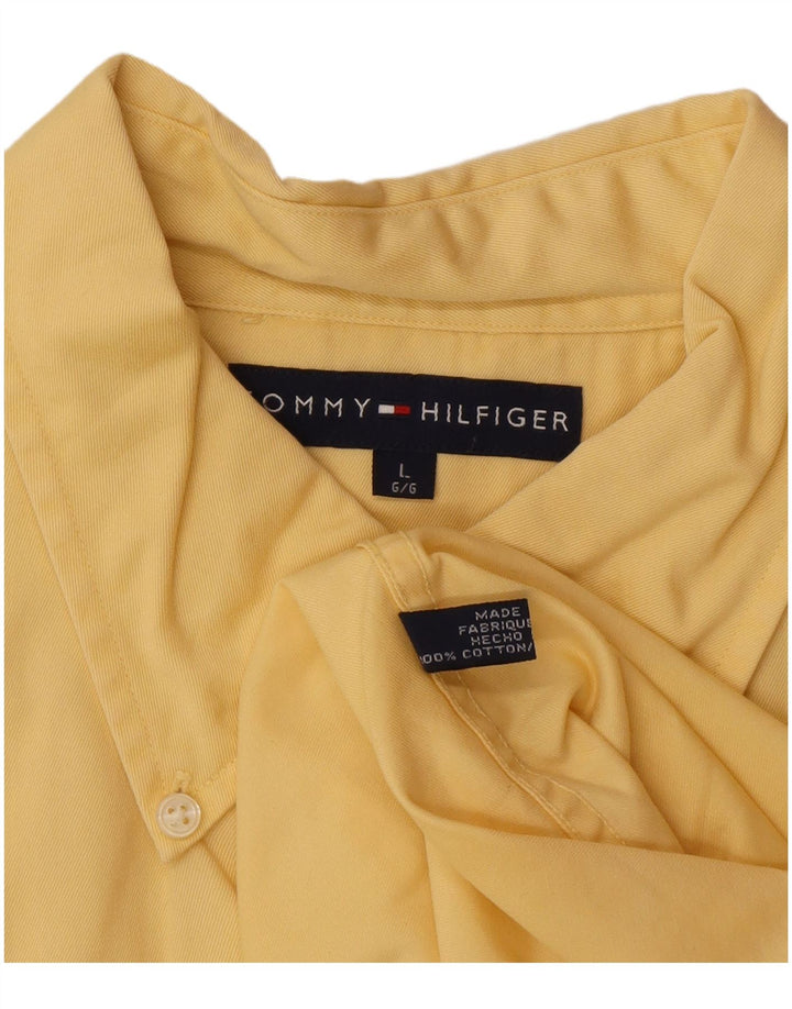 Tommy Hilfiger Mens Shirt Large Yellow Cotton