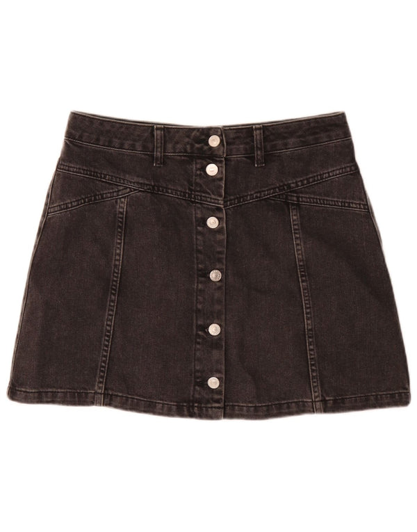 Moto Womens Mini Denim Skirt UK 12 Medium W30 Black Cotton