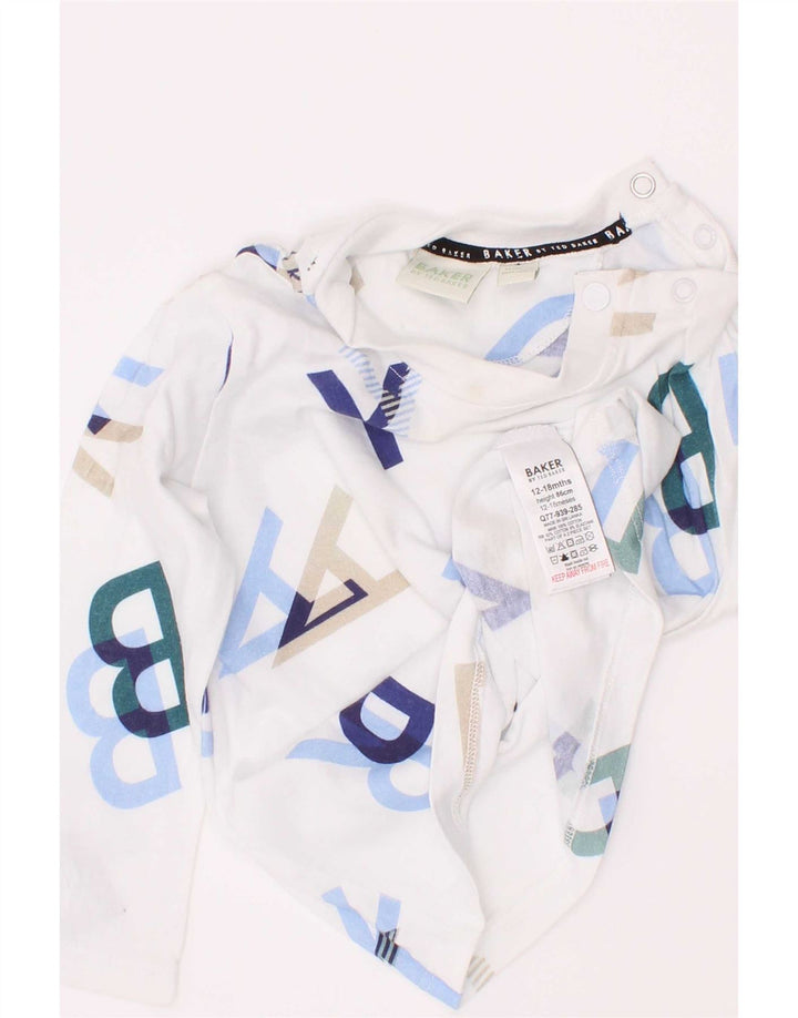 Ted Baker Baby Boys Graphic Top Long Sleeve 12-18 Months White Cotton