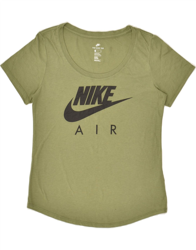 NIKE Womens Athletic Cut Graphic T-Shirt Top UK 10 Small Khaki Polyester | Vintage Nike | Thrift | Second-Hand Nike | Used Clothing | Messina Hembry 