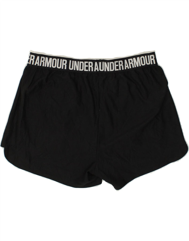 UNDER ARMOUR Womens Graphic Sport Shorts UK 14 Large Black | Vintage Under Armour | Thrift | Second-Hand Under Armour | Used Clothing | Messina Hembry 