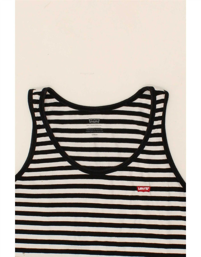 LEVI'S Womens Vest Top UK 10 Small Black Striped Vintage Levi's and Second-Hand Levi's from Messina Hembry 