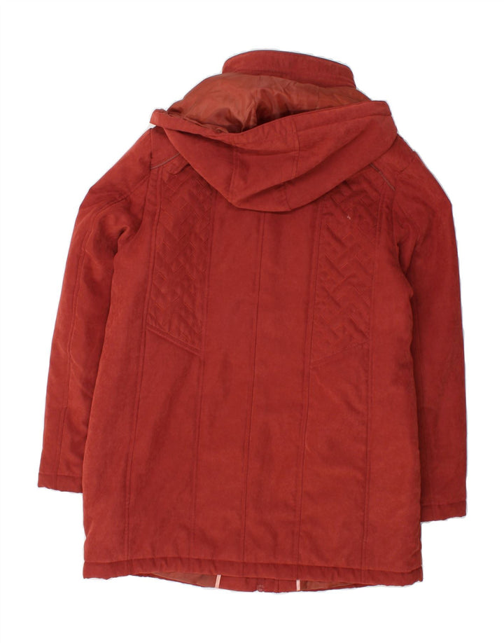 VINTAGE Womens Hooded Overcoat UK 14 Medium Red Polyester Vintage Vintage and Second-Hand Vintage from Messina Hembry 