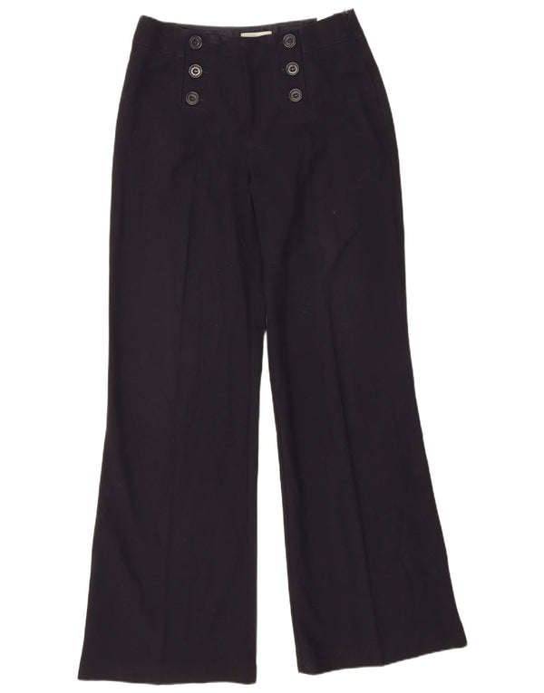 Marks & Spencer Womens Flare Casual Trousers UK 12 Medium W30 L33 Navy Blue