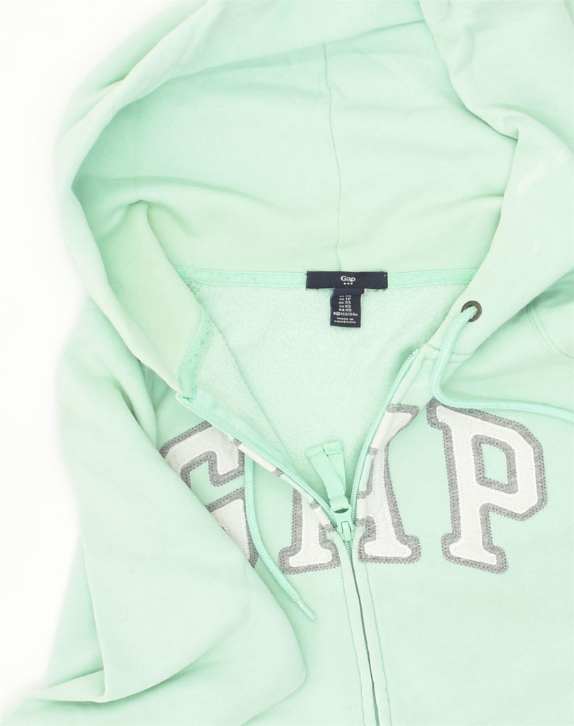 GAP Womens Graphic Zip Hoodie Sweater UK 6 XS Green Cotton | Vintage Gap | Thrift | Second-Hand Gap | Used Clothing | Messina Hembry 