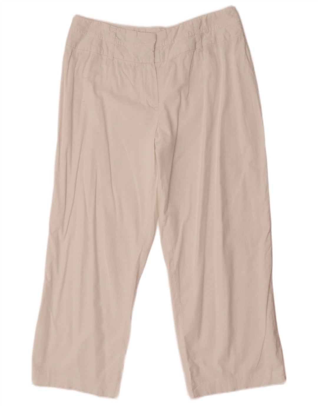 Marks & Spencer Womens Straight Cropped Trousers UK 12 Medium W30 L24 White