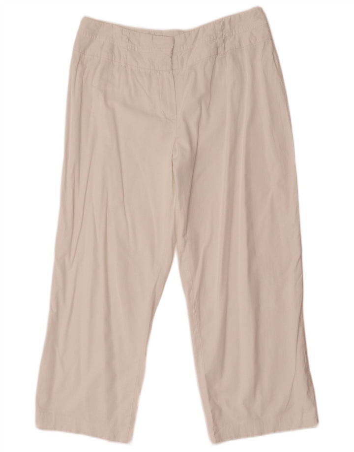 Marks & Spencer Womens Straight Cropped Trousers UK 12 Medium W30 L24 White