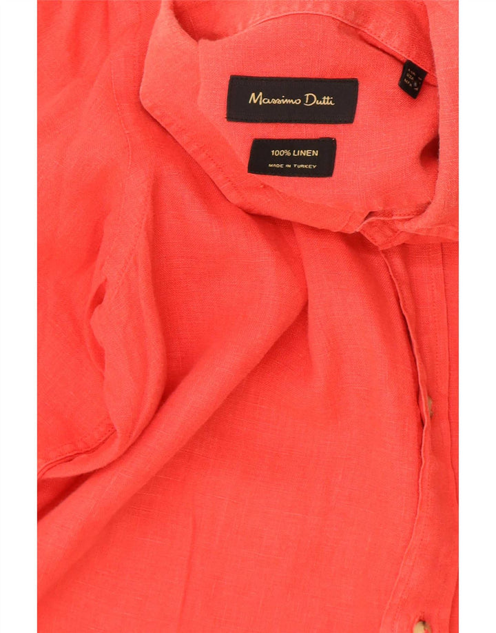 Massimo Dutti Mens Shirt Medium Red Linen