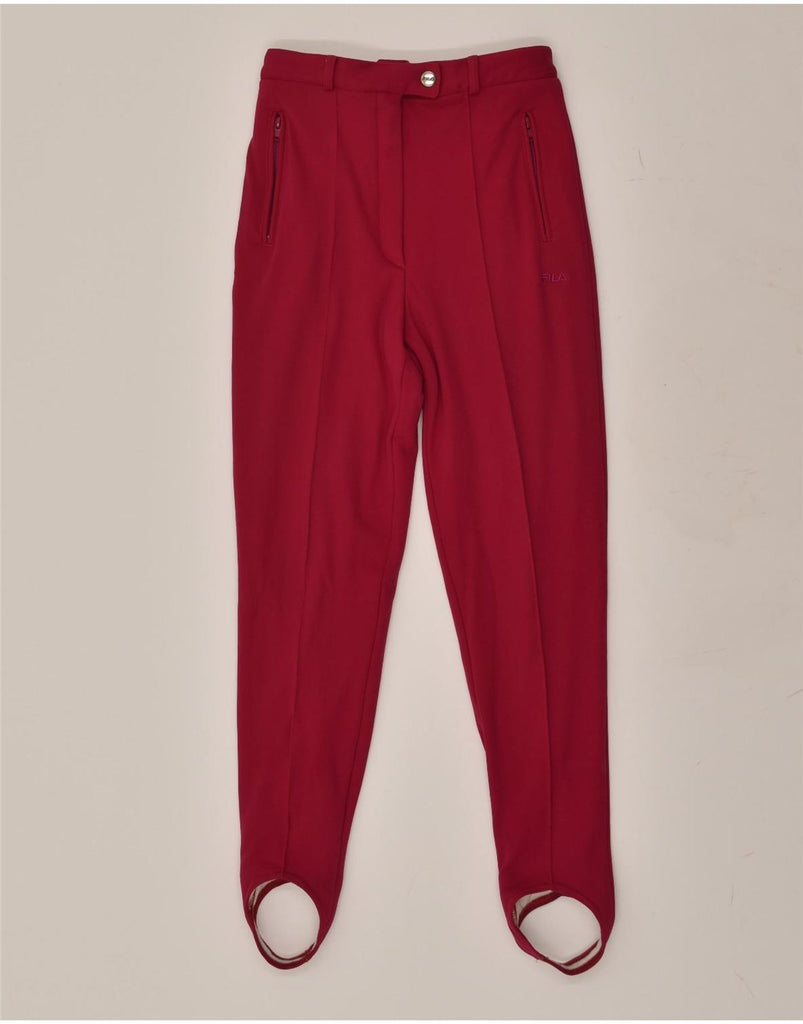 FILA Womens Stirrup Slim Trousers US 6 Medium W26 L30 Red Acrylic | Vintage Fila | Thrift | Second-Hand Fila | Used Clothing | Messina Hembry 