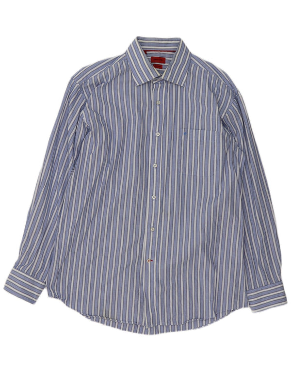 Pierre Cardin Mens Shirt Size 41 16 Large Blue Striped Cotton