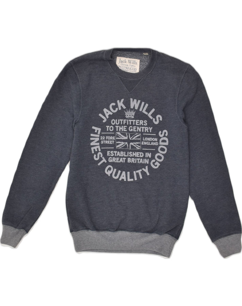 JACK WILLS Mens Graphic Sweatshirt Jumper XS Grey Cotton | Vintage Jack Wills | Thrift | Second-Hand Jack Wills | Used Clothing | Messina Hembry 