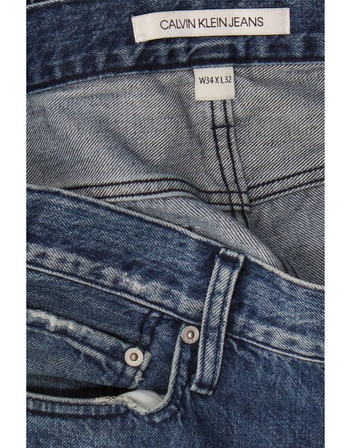 Calvin Klein Mens Distressed Slim Jeans W34 L32 Blue
