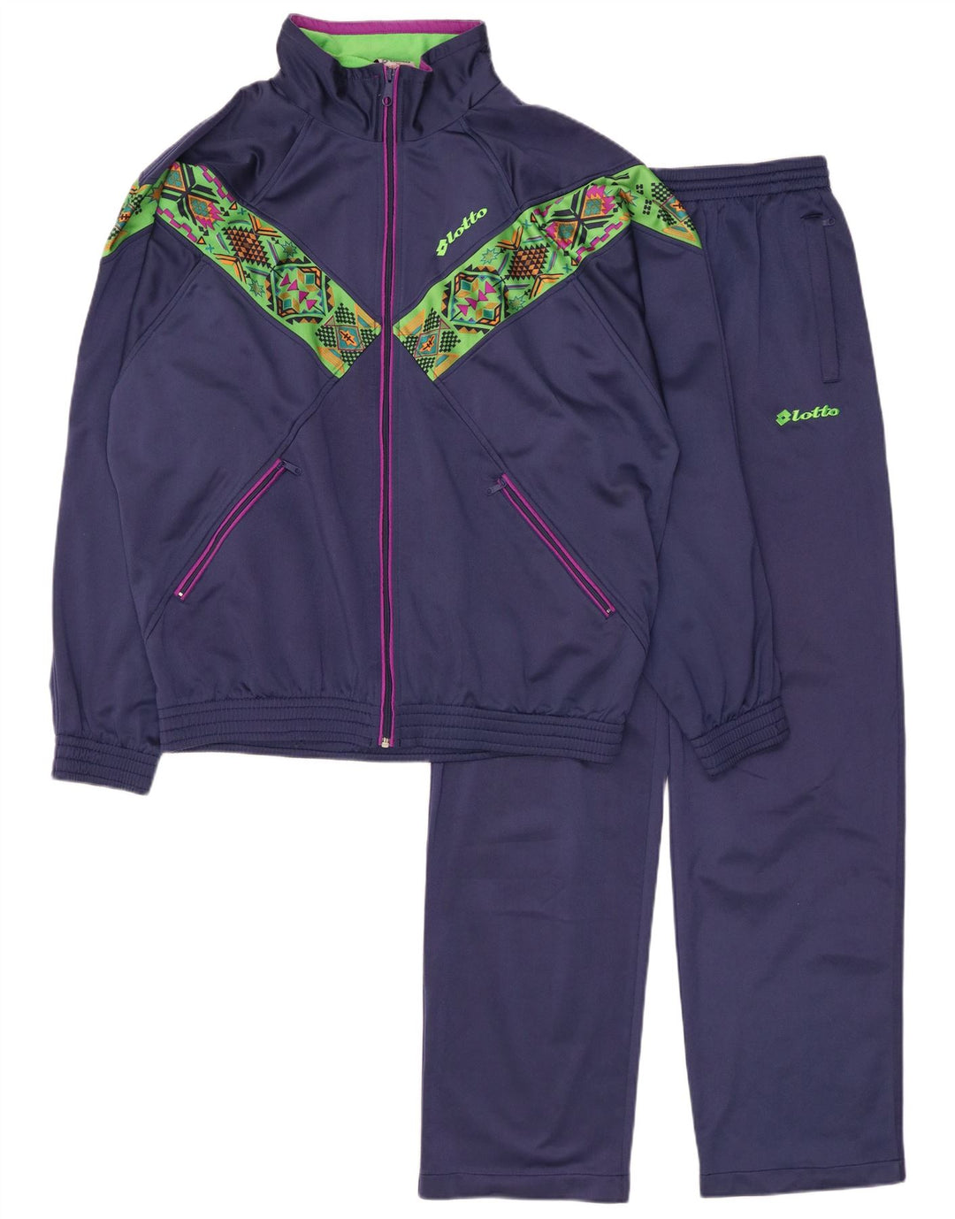LOTTO Mens Full Tracksuit XL  Navy Blue Geometric Polyester