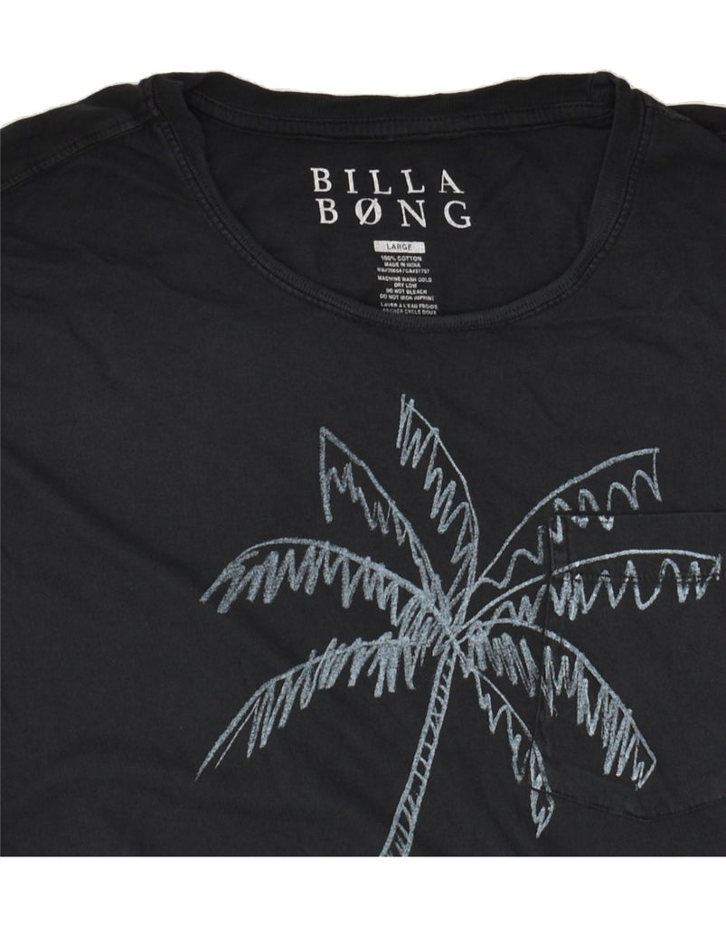 BILLABONG Mens Graphic T-Shirt Top Large Black Cotton | Vintage Billabong | Thrift | Second-Hand Billabong | Used Clothing | Messina Hembry 