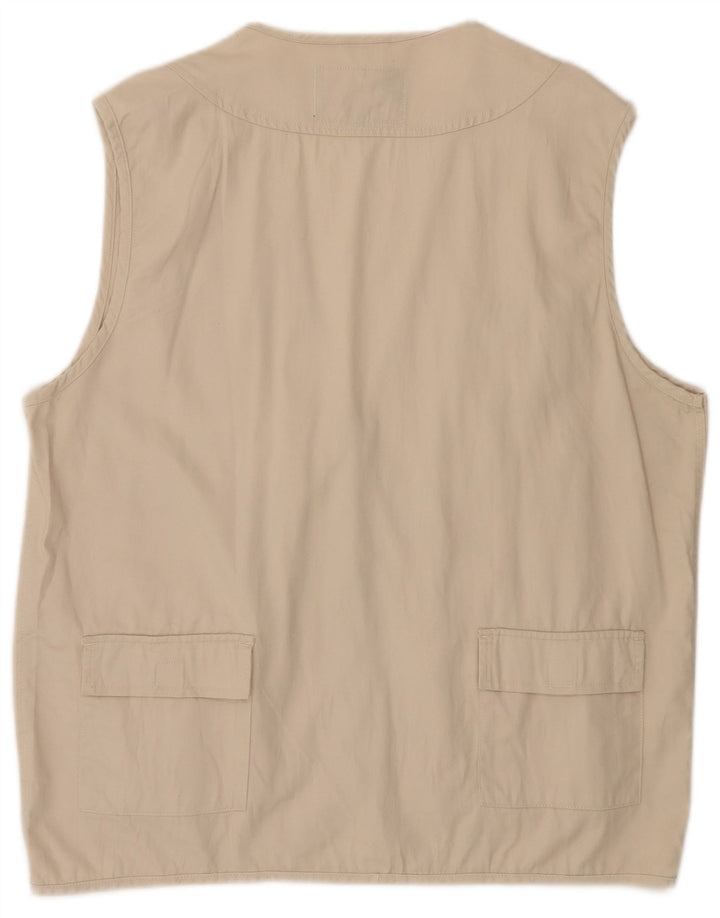 Vintage Mens Utility Gilet UK 42 XL Beige Cotton