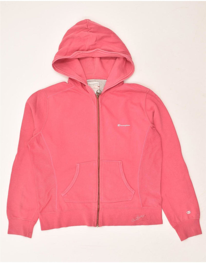 CHAMPION Womens Heritage Classics Zip Hoodie Sweater UK 16 Large Pink | Vintage Champion | Thrift | Second-Hand Champion | Used Clothing | Messina Hembry 