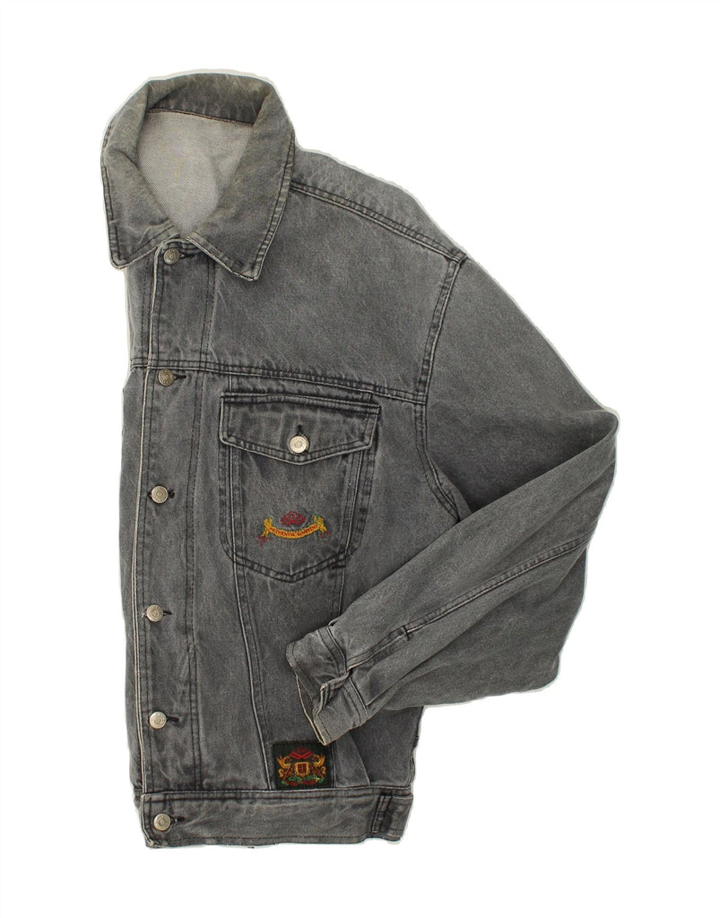 VINTAGE Mens Graphic Denim Jacket UK 40 XL Grey | Vintage Vintage | Thrift | Second-Hand Vintage | Used Clothing | Messina Hembry 