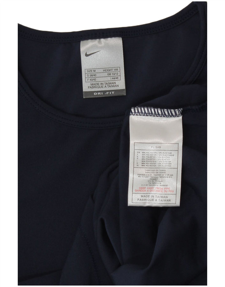 Nike Womens Dri Fit T-Shirt Top UK 10/12 Medium Navy Blue Polyester