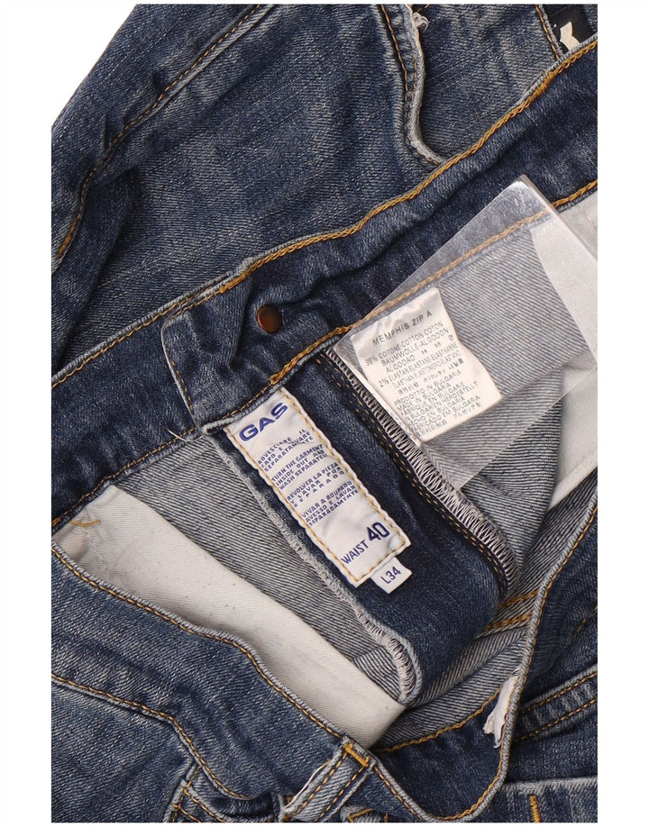 Gas Mens Memphis Straight Jeans W40 L28 Blue Cotton