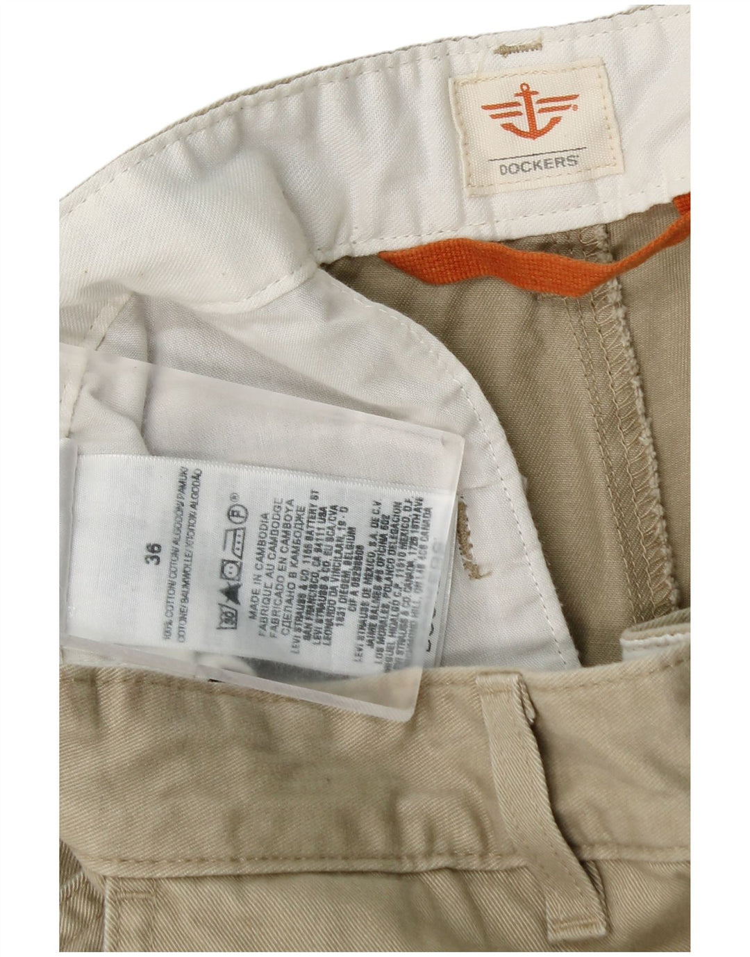 DOCKERS Mens Chino Shorts W36 Large  Beige Cotton
