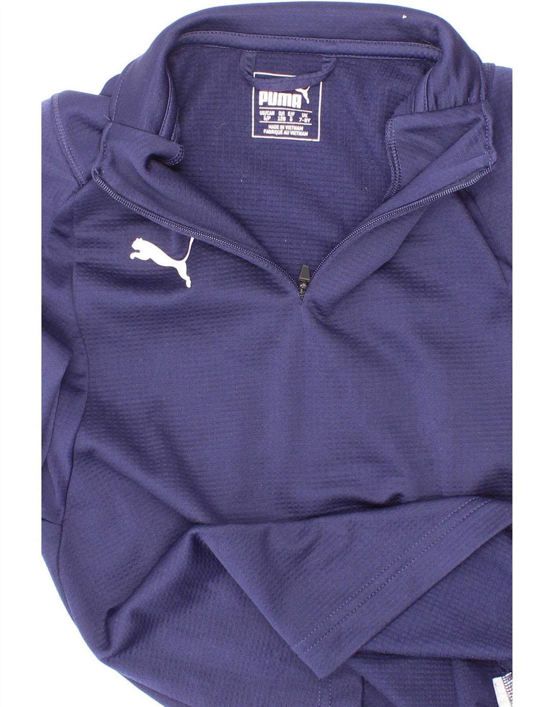 Puma Boys Zip Neck Pullover Tracksuit Top 7-8 Years Navy Blue