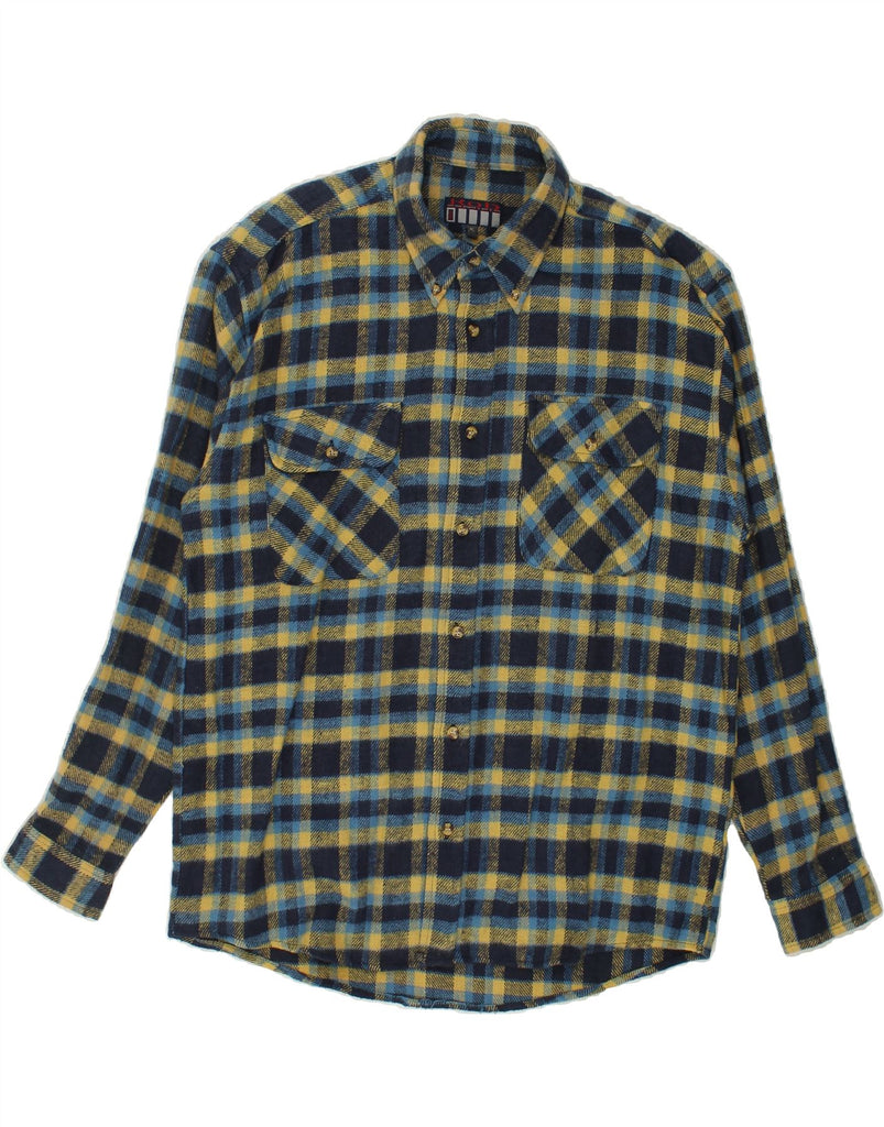 VINTAGE Mens Flannel Shirt XL Navy Blue Plaid Cotton Vintage Vintage and Second-Hand Vintage from Messina Hembry 