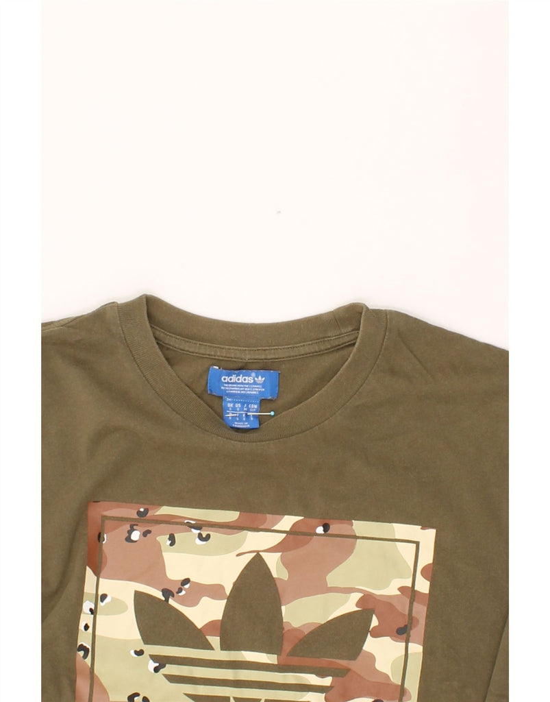 ADIDAS Mens Graphic T-Shirt Top Small Khaki Cotton Vintage Adidas and Second-Hand Adidas from Messina Hembry 