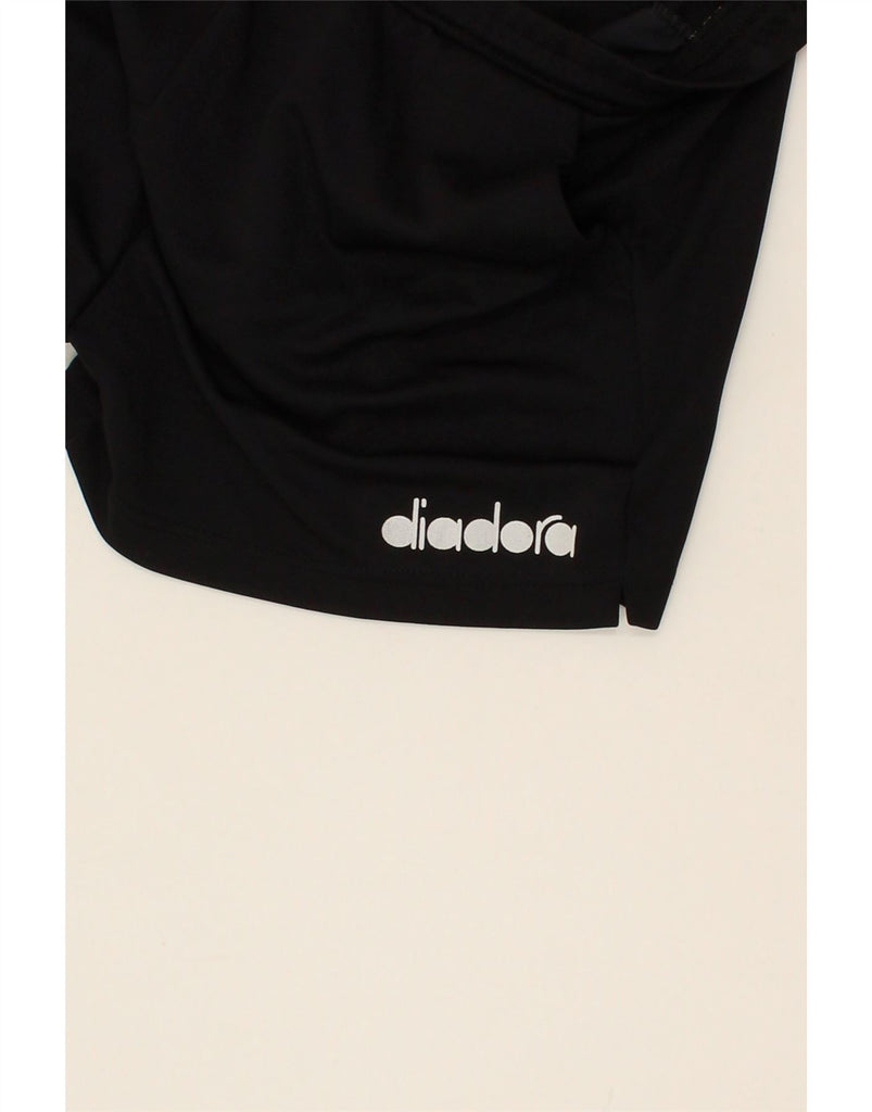 DIADORA Mens Graphic Sport Shorts Large Black Polyester | Vintage Diadora | Thrift | Second-Hand Diadora | Used Clothing | Messina Hembry 