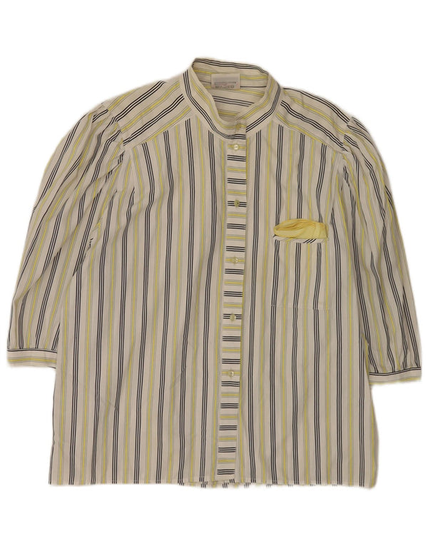 Hammerle Womens 3/4 Sleeve Shirt Blouse EU 44 XL White Striped Cotton
