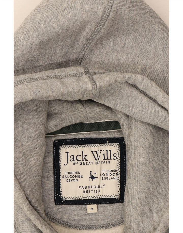 JACK WILLS Mens Graphic Hoodie Jumper Medium Grey Cotton Vintage Jack Wills and Second-Hand Jack Wills from Messina Hembry 