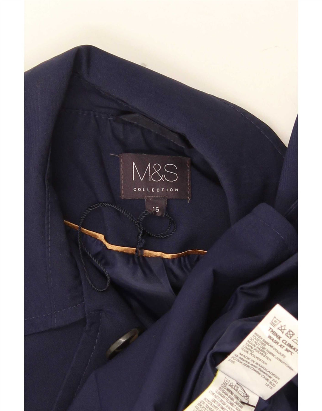 Marks & Spencer Womens Pea Coat UK 16 Large Navy Blue Polyester