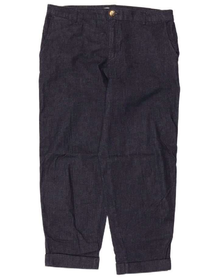 Zara Womens Cropped Trousers EU 40 Medium W30 L25 Navy Blue