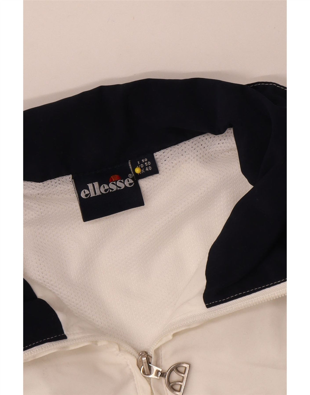 Ellesse Mens Tracksuit Top Jacket UK 40 Medium White Colourblock Polyester