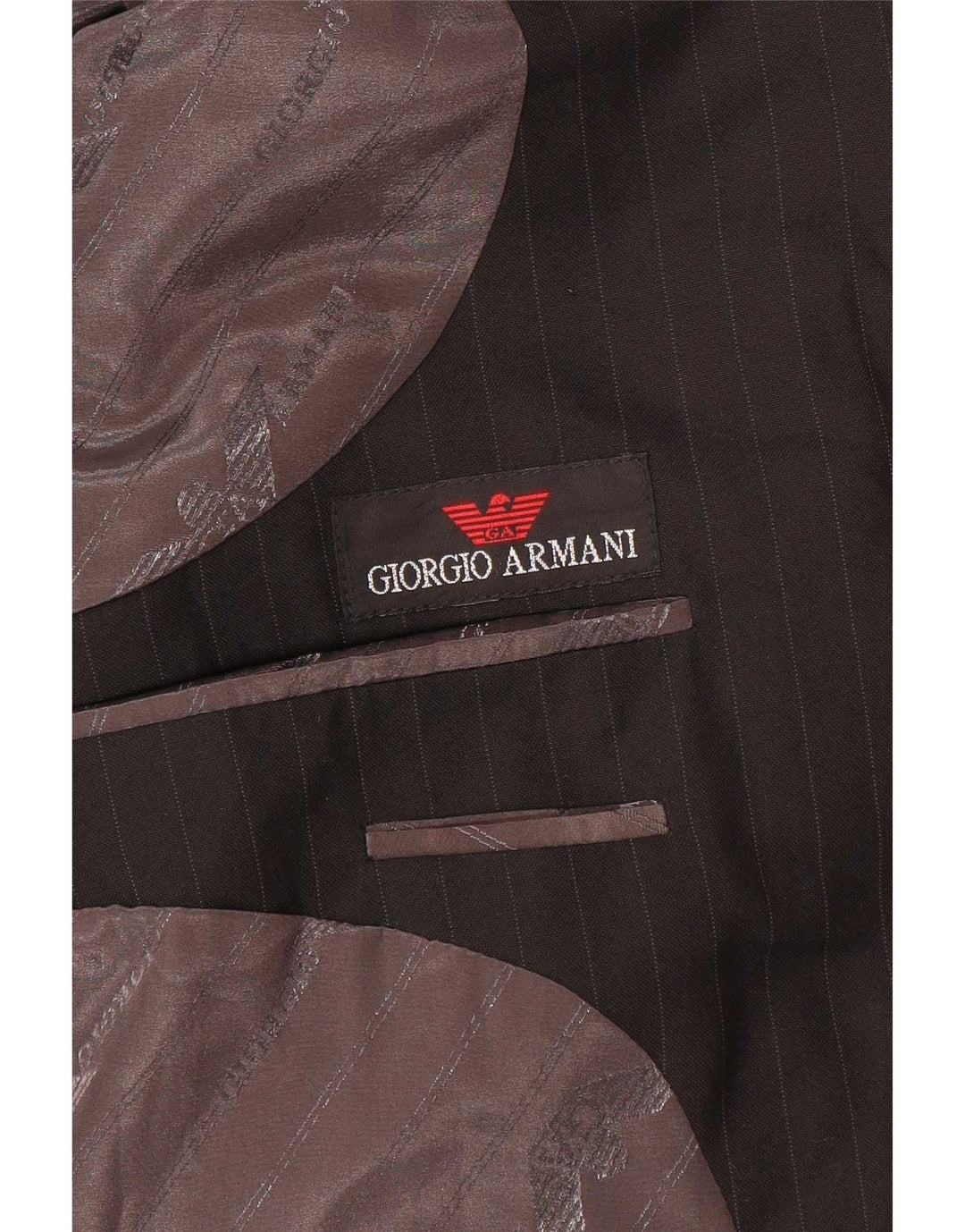 Giorgio Armani Mens 3 Button Blazer Jacket UK 38 Medium Black Pinstripe