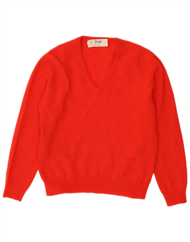 PRINGLE Womens Crop Oversized V-Neck Jumper Sweater IT 40 Small Red