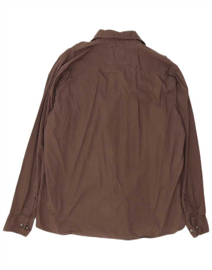 Wrangler Mens Shirt Large Brown Cotton
