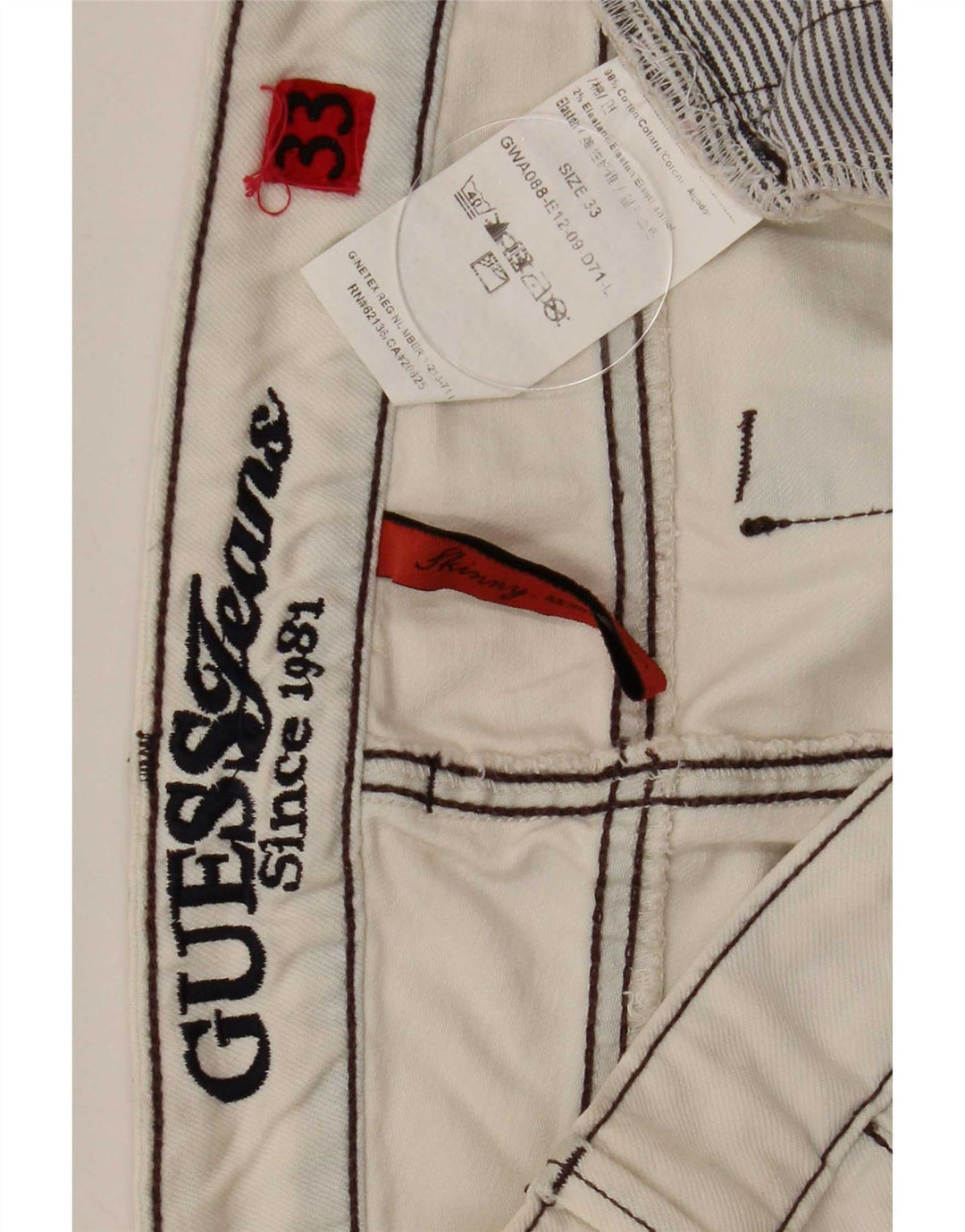Guess Womens Slim Jeans W33 L34 Off White Cotton