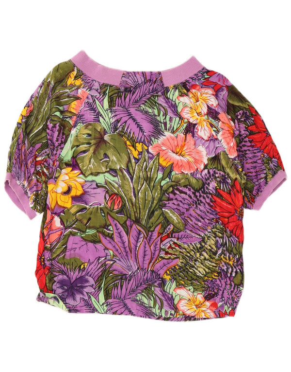 Vintage Womens Short Sleeve Blouse Top UK 14 Medium Multicoloured Festival