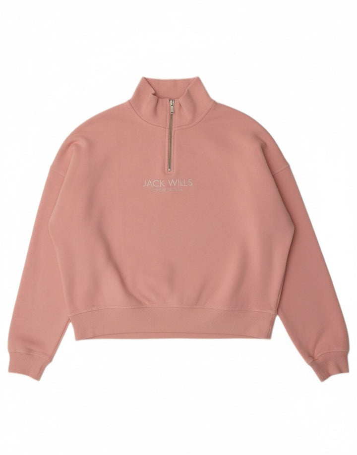 JACK WILLS Womens Oversized Graphic Sweatshirt Jumper UK 10 Small Pink