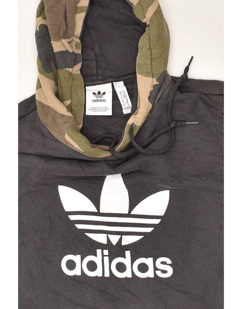 ADIDAS Womens Graphic Sweatshirt Jumper UK 14 Medium Grey Camouflage | Vintage Adidas | Thrift | Second-Hand Adidas | Used Clothing | Messina Hembry 