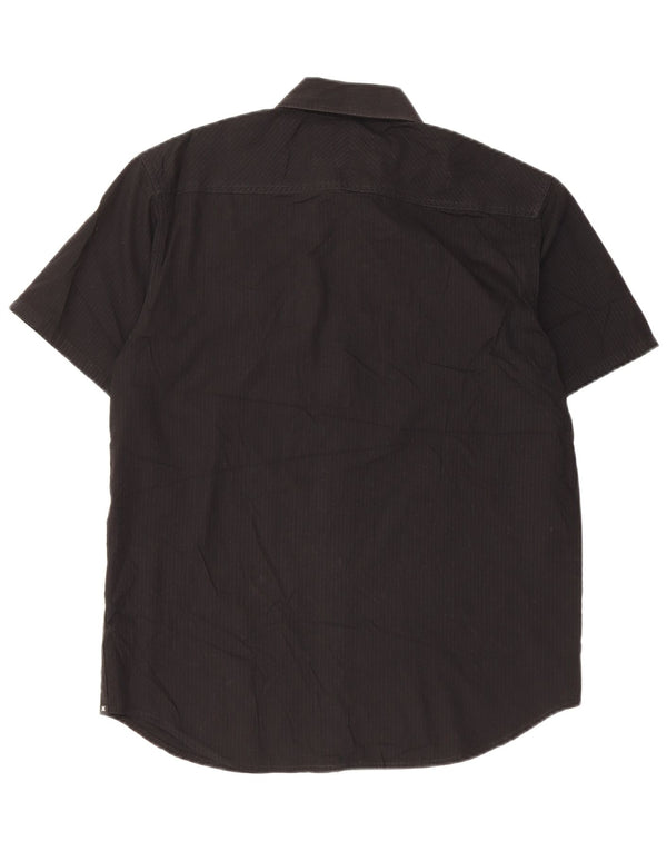 Hurley Mens Short Sleeve Shirt Small Black Pinstripe Cotton
