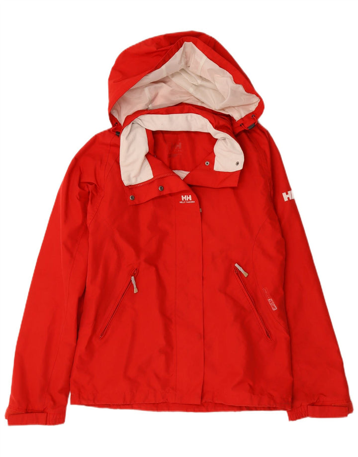 Helly Hansen Womens Hooded Rain Jacket UK 14 Medium Red Polyester