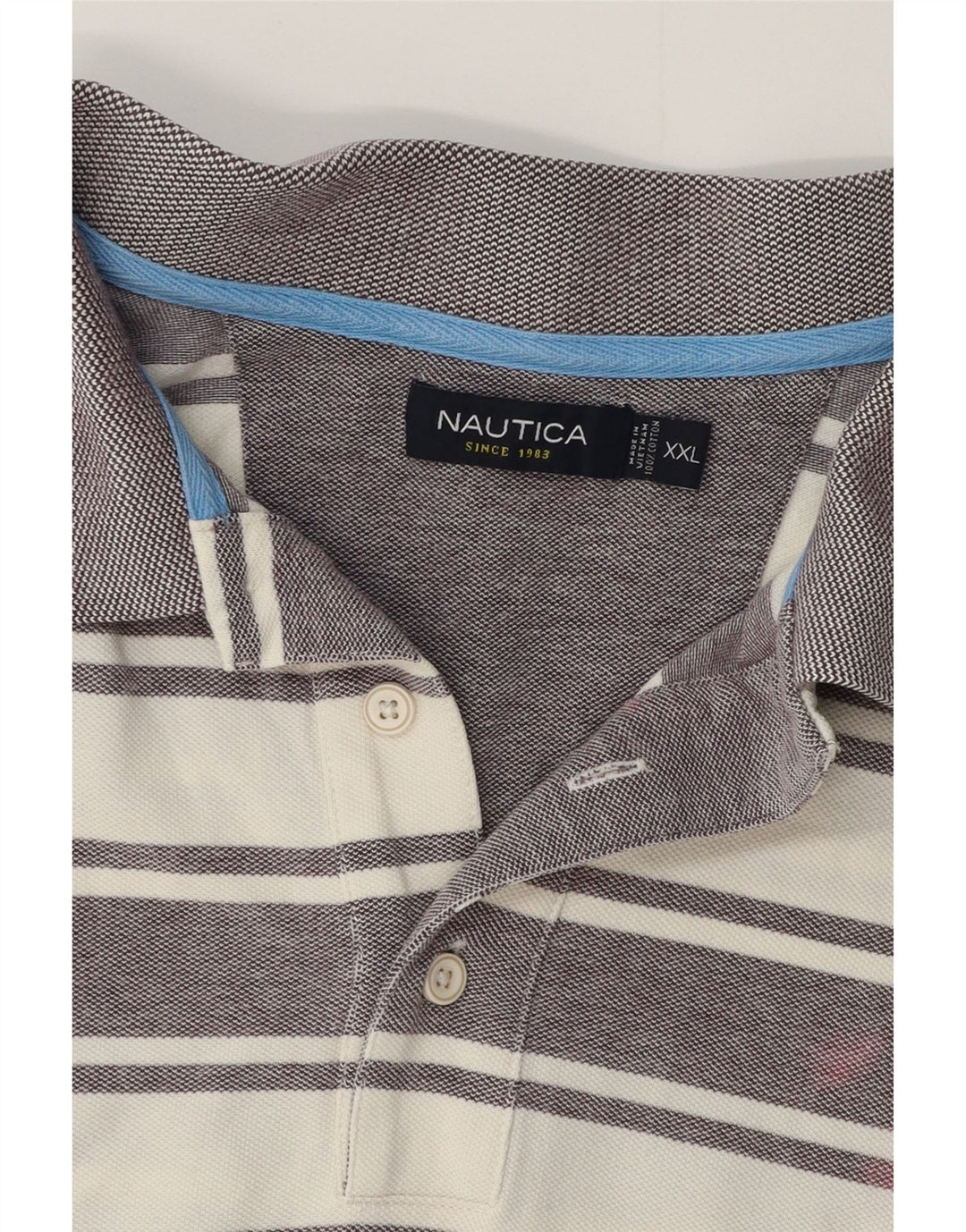 NAUTICA Mens Polo Shirt 2XL Grey Striped Cotton