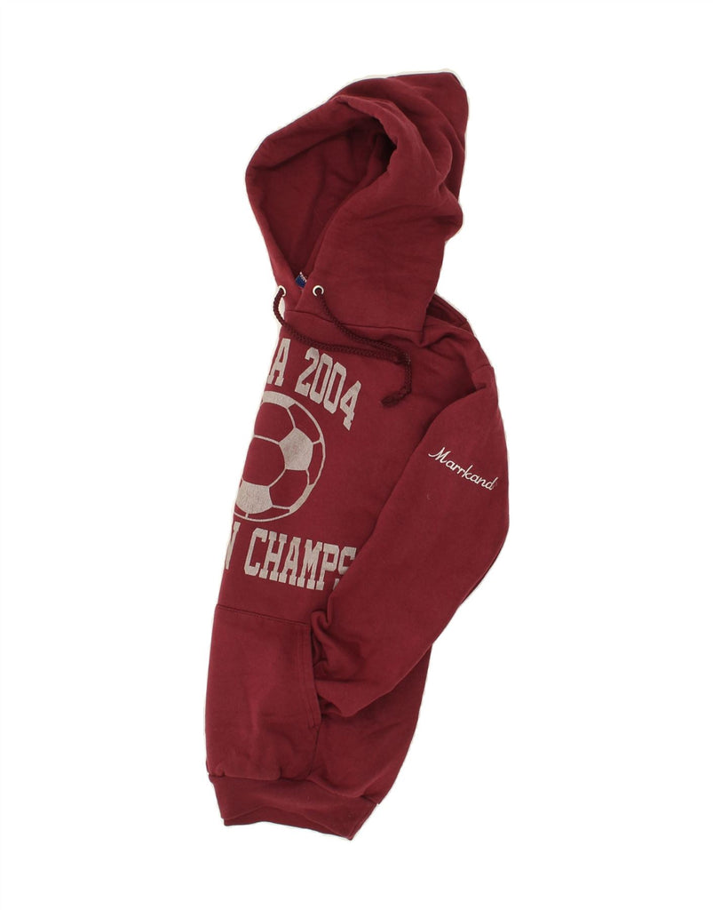 CHAMPION Mens Graphic Hoodie Jumper Small Maroon Cotton | Vintage Champion | Thrift | Second-Hand Champion | Used Clothing | Messina Hembry 