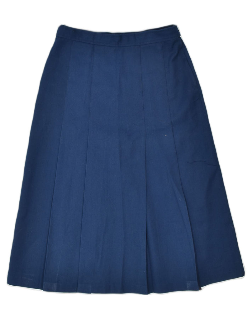 VINTAGE Womens High Waist Knife Pleated Skirt IT 44 Medium W26 Blue Cotton | Vintage | Thrift | Second-Hand | Used Clothing | Messina Hembry 