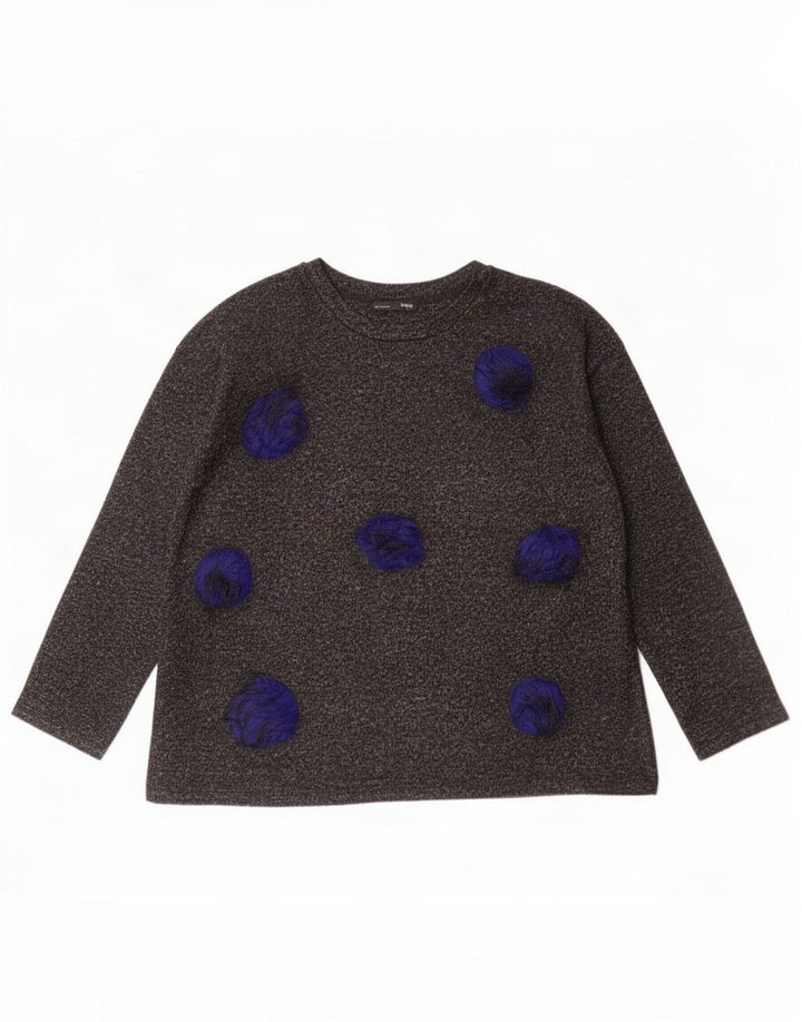 Zara Womens Top Long Sleeve UK 16 Large Grey Flecked