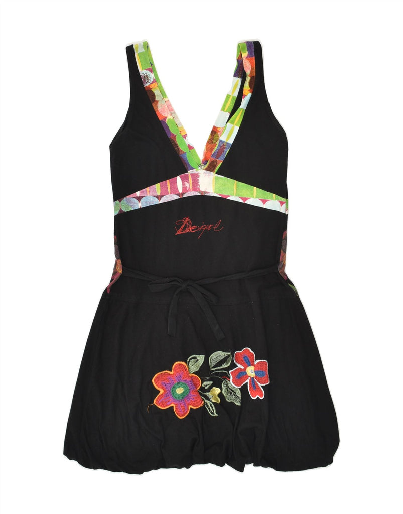 DESIGUAL Womens Sleeveless Bubble Dress UK 10 Small Black Floral | Vintage Desigual | Thrift | Second-Hand Desigual | Used Clothing | Messina Hembry 